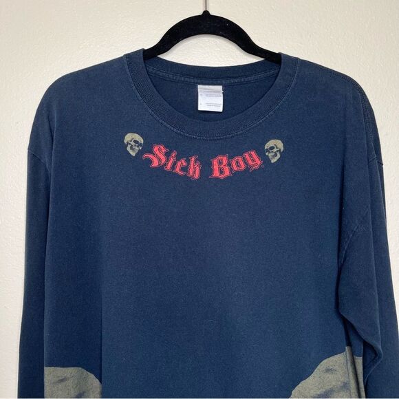 Gildan Sick Boy Motorcycle Skull Black Long Sleeve Crew Neck T Shirt Men Large - Picture 4 of 16